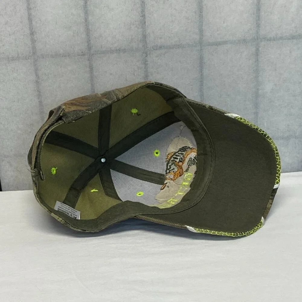 KYS Design Get Reel Embroider Fishing Cap Camouflage Leaf Pattern Baseball Hat
